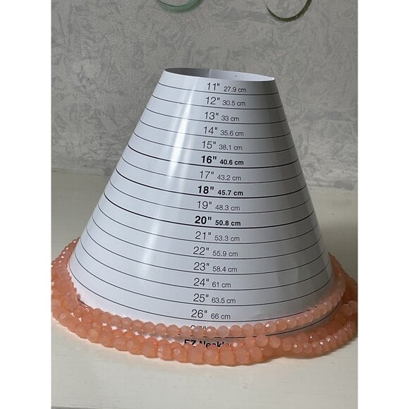 Faceted Peach Glass Beaded Multi-Strand Necklace With Adjustable Chain - Picture 2 of 4